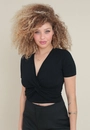 Blusa Cropped Malha Canelada Transpasse Torcido Frontal