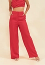 Calça Crepe Cetim Wide Leg Com Bolso Faca
