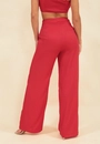 Calça Crepe Cetim Wide Leg Com Bolso Faca