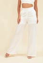 Calça Crepe Cetim Wide Leg Com Bolso Faca