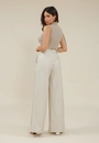 Calça Wide Leg Com Bolso Faca Em Couro Sintético