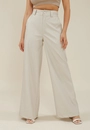Calça Wide Leg Com Bolso Faca Em Couro Sintético