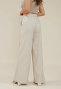 Calça Wide Leg Com Bolso Faca Em Couro Sintético