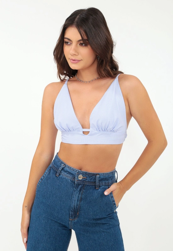 Top Tricoline Alça Listrada
