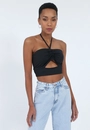 Cropped Malha Jersey Vazado Puxador