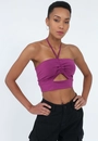 Cropped Malha Jersey Vazado Puxador