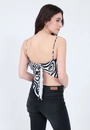 Cropped Cetim Alça Bico Zebra