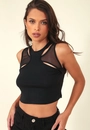 Blusa Sem Manga Recorte Tule Com Malha
