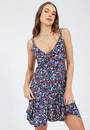 Vestido Crepe Alça Estampado Evasê