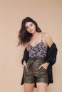 Body Tule Alça A. Print Rcorte Franzido
