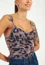 Body Tule Alça A. Print Rcorte Franzido