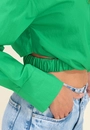 Camisa Tricoline Manga Longa Cropped Vazado Lateral