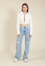Camisa Cropped Tricoline Abertura Frente
