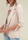 Blazer Alfaiataria Crepe Puxador Punhos Manga 7/8