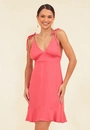 Vestido Curto Em Viscose Com Alça De Amarra