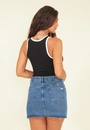 Saia Jeans Curta Cintura Média