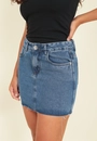 Saia Jeans Curta Cintura Média