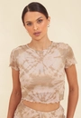 Blusa Cropped Manga Curta Tule Tie Dye