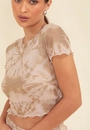 Blusa Cropped Manga Curta Tule Tie Dye