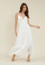 Vestido Longo Algodao Com Fio Lurex Alca Abertura Costa