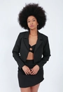 Blazer Cropped Manga Longa Crepe