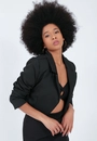 Blazer Cropped Manga Longa Crepe