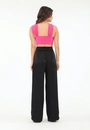 Calça Rayon Cetim Reta Bolso Faca