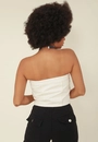 Cropped Tomara Que Caia Em Sarja Com Recorte E Botões