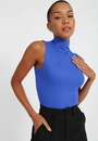 Blusa Ribana Sem Manga Básica Gola Alta
