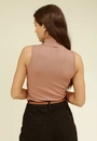 Blusa Ribana Sem Manga Básica Gola Alta