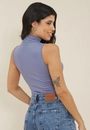 Blusa Ribana Sem Manga Básica Gola Alta
