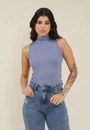 Blusa Ribana Sem Manga Básica Gola Alta