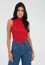 Blusa Ribana Sem Manga Básica Gola Alta