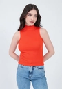 Blusa Ribana Sem Manga Básica Gola Alta