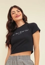 Blusa Cropped Em Cotton Manga Curta New York
