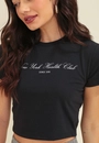 Blusa Cropped Em Cotton Manga Curta New York