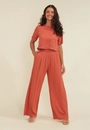 Calça Viscose Twill Wide Leg Prega