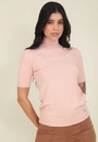 Blusa Tricô Manga Curta Gola Alta