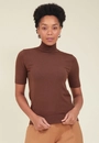 Blusa Tricô Manga Curta Gola Alta