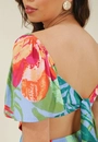 Vestido Viscose Longo Com Abertura Busto Estampada Arara