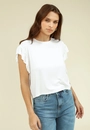 Blusa Malha Texturizada Manga Curta Babado