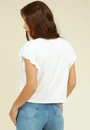 Blusa Malha Texturizada Manga Curta Babado