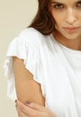 Blusa Malha Texturizada Manga Curta Babado