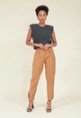 Calça Crepe Prega Bolso Faca