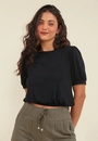 Blusa Malha Flamê Manga Curta Elástico Barra