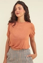 Blusa Malha Flamê Manga Curta Elástico Barra