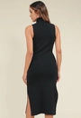 Vestido Tricô Sem Manga Gola Alta