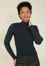 Blusa Em Tricô Canelado Com Lurex Gola Alta