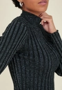 Blusa Em Tricô Canelado Com Lurex Gola Alta