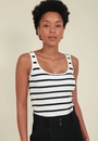 Blusa Tricô Sem Manga Listrada